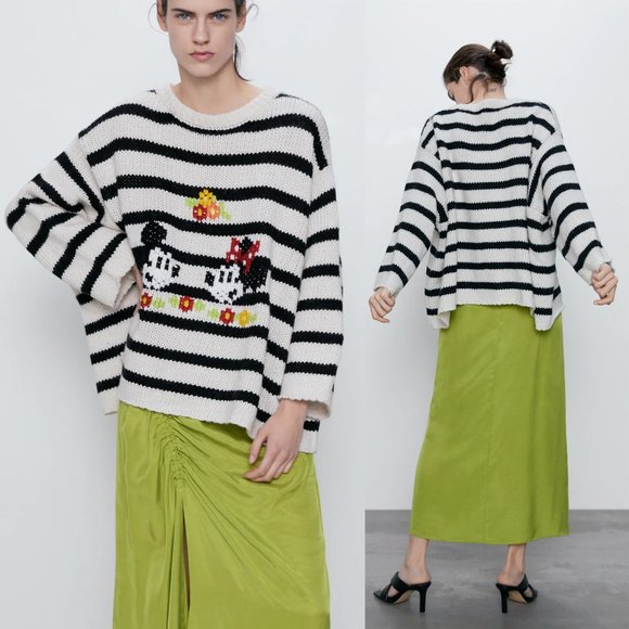NEW Zara Mickey Minnie Mouse Disney Stripe Sweater - Picture 8 of 14